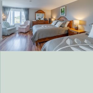 Room with a magnificent view over the river and the quays of Kamouraska.